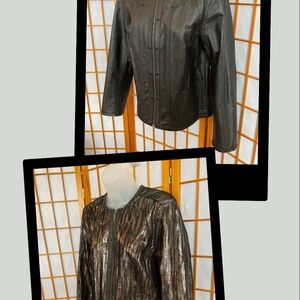 REVERSIBLE - stylish abstract metallic and black leather jacket